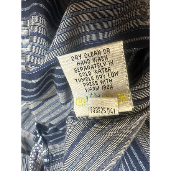 Bugatchi Uomo Blue Striped Button Down Dress Shirt sz XXL EUC - Picture 6 of 8